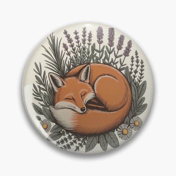 Item preview, Sleeping Red Fox in Lavender and Herbs Botanical Art designed and sold by AlexandraSand.