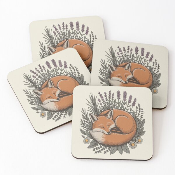 Item preview, Sleeping Red Fox in Lavender and Herbs Botanical Art designed and sold by AlexandraSand.