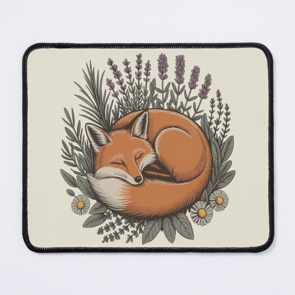 Item preview, Sleeping Red Fox in Lavender and Herbs Botanical Art designed and sold by AlexandraSand.