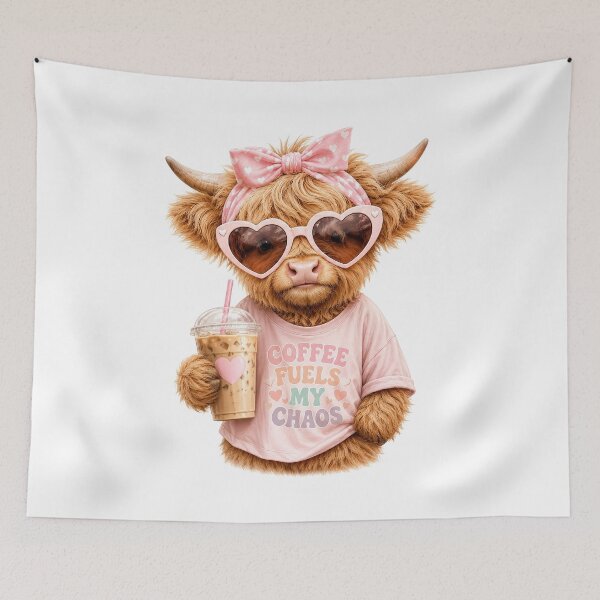 Item preview, Coffee Fuels My Chaos - Funny Highland Cow Iced Coffee designed and sold by anamul43.