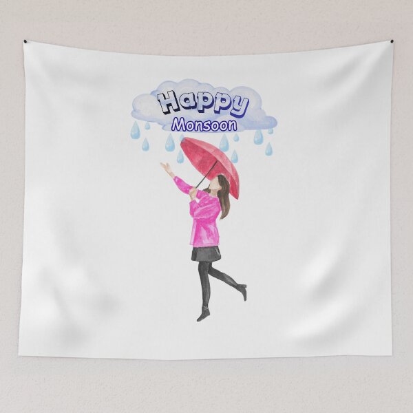 Item preview, Happy Monsoon Watercolor Rain Girl designed and sold by Prajverse19.