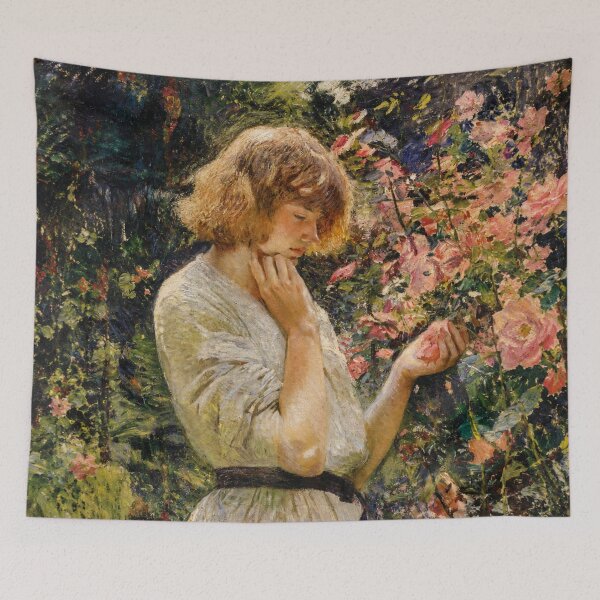 Item preview, Marsh Mallows by Dame Laura Knight - mpressionist Floral Portrait Painting for Romantic Art Lovers designed and sold by RickE.