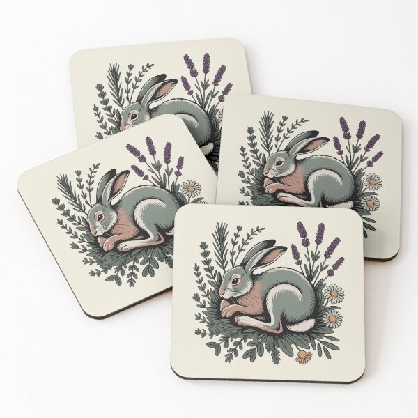 Item preview, Sleeping Wild Hare in Lavender Botanical Art designed and sold by AlexandraSand.