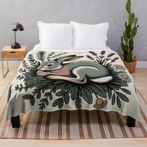 Item preview, Sleeping Wild Hare in Lavender Botanical Art designed and sold by AlexandraSand.