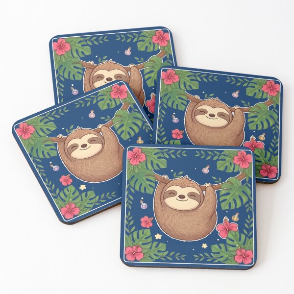 Item preview, Cute Tropical Sloth Hanging on Branch – Kawaii Jungle Animal Illustration designed and sold by Good Vibes .