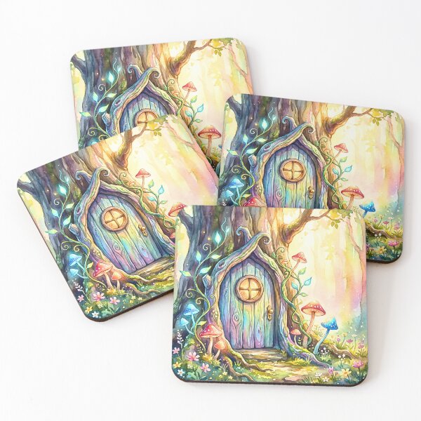 Item preview, Whimsical Fairy Door Forest Watercolor designed and sold by Storybook Botanica.