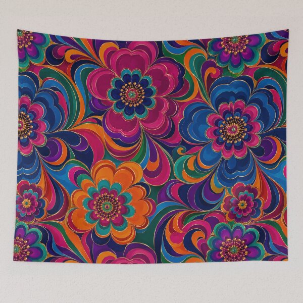 Item preview, 1960s Psychedelic Floral Luxury Scarf Print designed and sold by PureVintageLove.