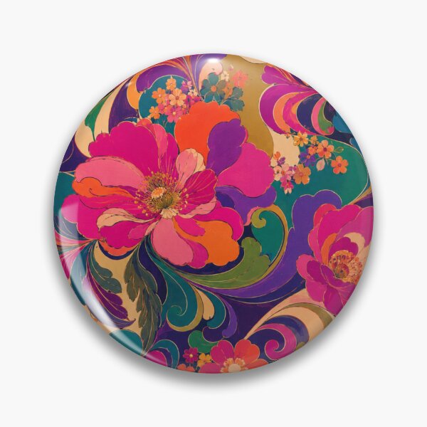 Item preview, Late 60s Psychedelic Floral Luxe jewel tone designed and sold by PureVintageLove.