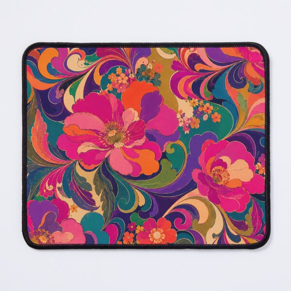 Item preview, Late 60s Psychedelic Floral Luxe jewel tone designed and sold by PureVintageLove.