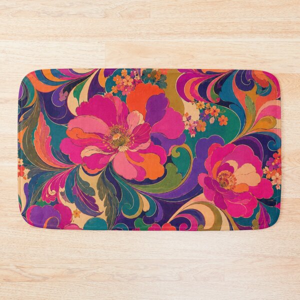 Item preview, Late 60s Psychedelic Floral Luxe jewel tone designed and sold by PureVintageLove.