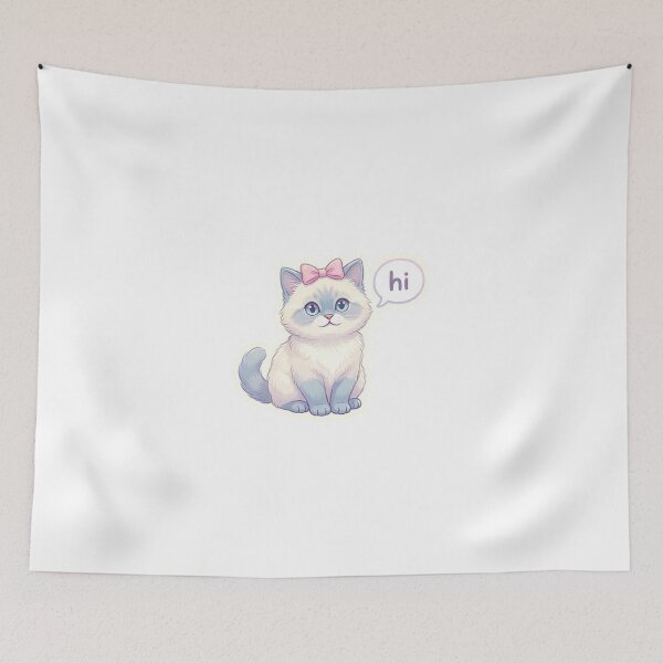 Item preview, Cute Kawaii Kitten Saying Hi Sticker designed and sold by brandingpro.