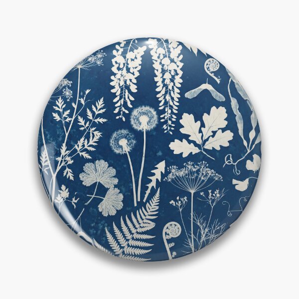 Item preview, Cyanotype Botanical Pattern – Prussian Blue Fern & Wildflower Specimen Seamless Vintage Design designed and sold by SavinMercantile.