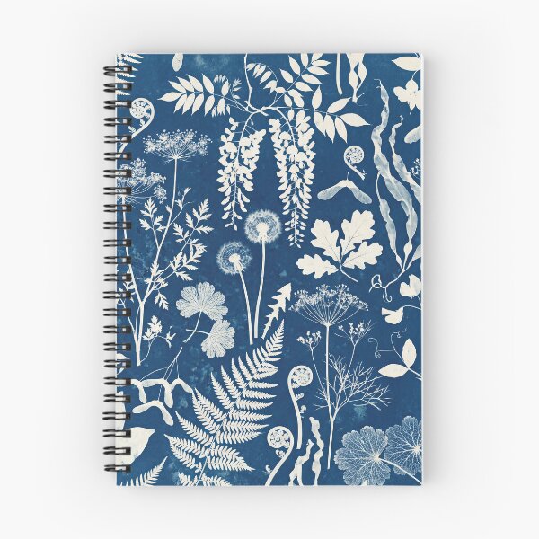 Item preview, Cyanotype Botanical Pattern – Prussian Blue Fern & Wildflower Specimen Seamless Vintage Design designed and sold by SavinMercantile.