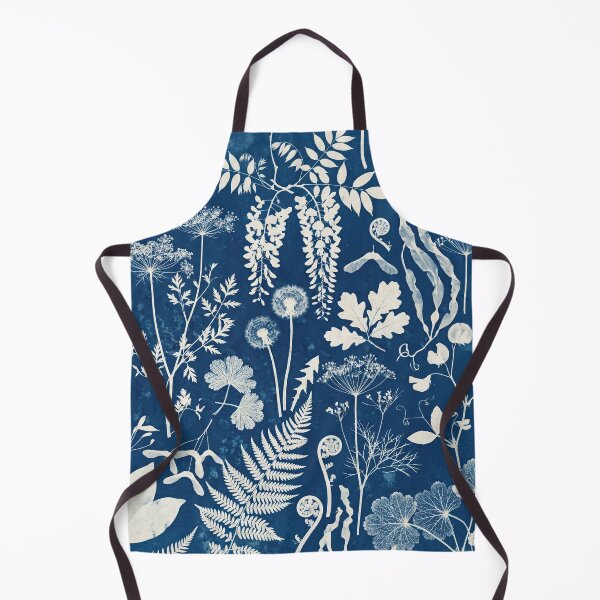 Item preview, Cyanotype Botanical Pattern – Prussian Blue Fern & Wildflower Specimen Seamless Vintage Design designed and sold by SavinMercantile.
