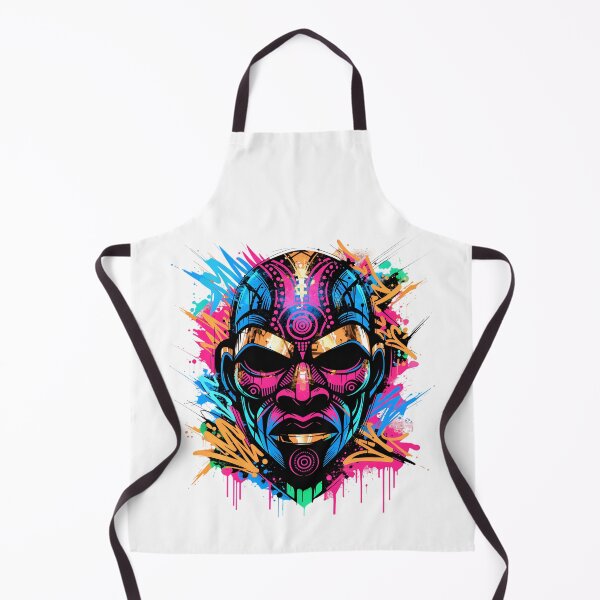 Item preview, Neon Graffiti African Tribal Mask - Urban Streetwear designed and sold by drioArt.