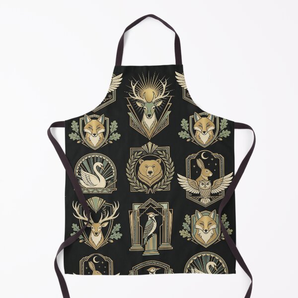 Item preview, Art Deco Heraldic Forest Animals Pattern – Gold Black Owl Stag Fox Bear Crest Seamless Design designed and sold by SavinMercantile.