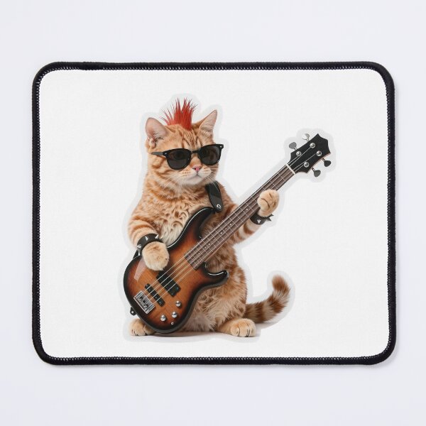 Item preview, Punk Rock Ginger Cat Bass Guitarist designed and sold by Winking-Kitten.
