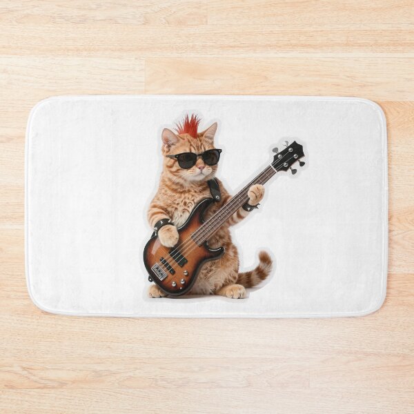 Item preview, Punk Rock Ginger Cat Bass Guitarist designed and sold by Winking-Kitten.