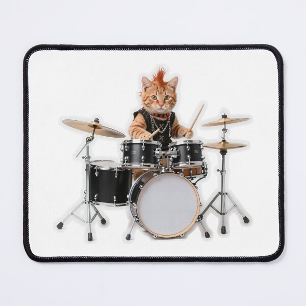 Item preview, Punk Rock Ginger Cat Drummer designed and sold by Winking-Kitten.