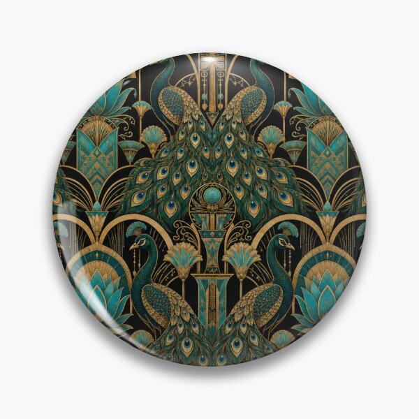 Item preview, Art Deco Egyptian Revival Peacock Luxury Print designed and sold by PureVintageLove.