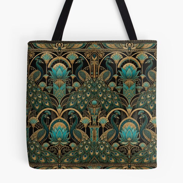 Item preview, Art Deco Egyptian Revival Peacock Luxury Print designed and sold by PureVintageLove.