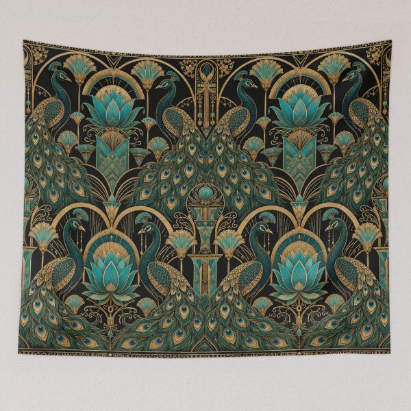 Item preview, Art Deco Egyptian Revival Peacock Luxury Print designed and sold by PureVintageLove.