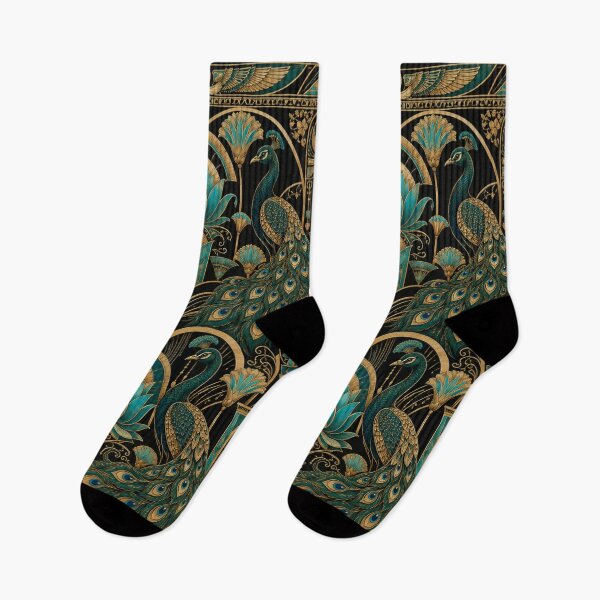 Item preview, Art Deco Egyptian Revival Peacock Luxury Print designed and sold by PureVintageLove.