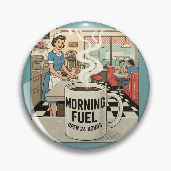 Item preview, Morning Fuel Open 24 Hours Retro Diner Coffee Vintage Aesthetic T-Shirt designed and sold by ObsidianUruk.