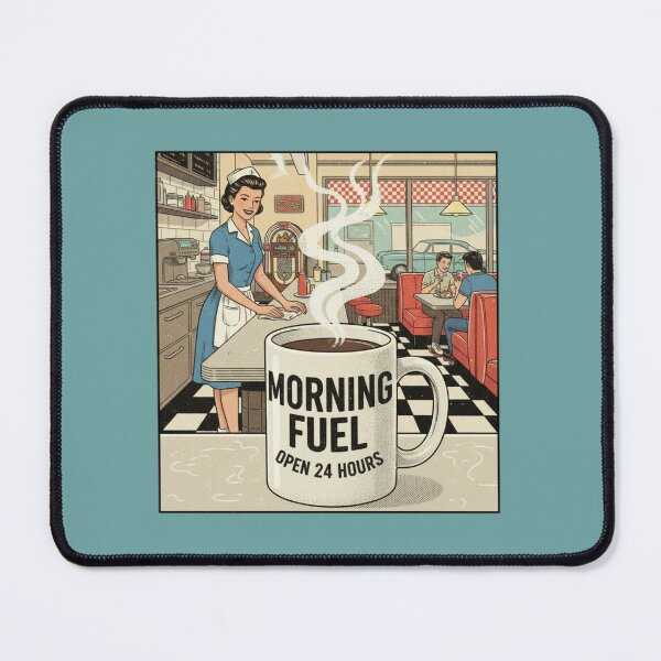 Item preview, Morning Fuel Open 24 Hours Retro Diner Coffee Vintage Aesthetic T-Shirt designed and sold by ObsidianUruk.