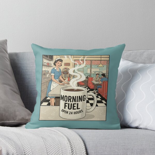 Item preview, Morning Fuel Open 24 Hours Retro Diner Coffee Vintage Aesthetic T-Shirt designed and sold by ObsidianUruk.