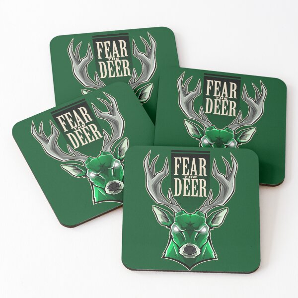 Item preview, Fear the Deer - Fierce Forest Green and Cream Buck Mascot Art designed and sold by Canache.