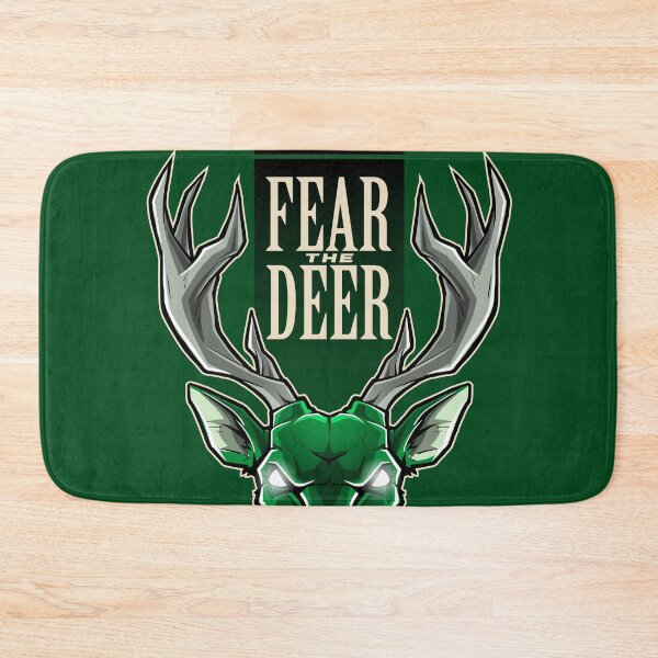 Item preview, Fear the Deer - Fierce Forest Green and Cream Buck Mascot Art designed and sold by Canache.