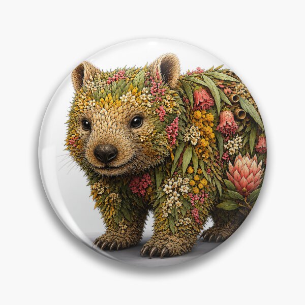 Item preview, Australian Wombat Botanical Floral Animal Art designed and sold by doodlesbydodo.