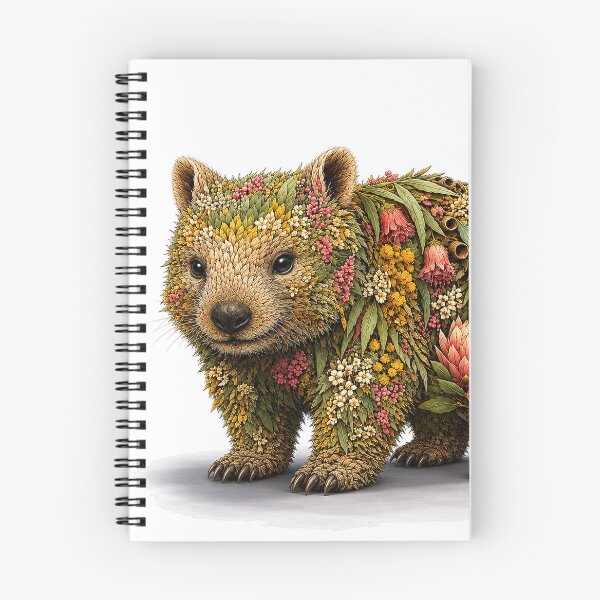 Item preview, Australian Wombat Botanical Floral Animal Art designed and sold by doodlesbydodo.