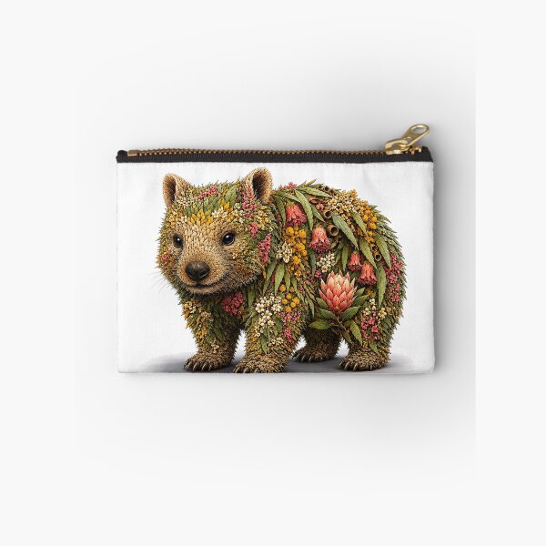 Item preview, Australian Wombat Botanical Floral Animal Art designed and sold by doodlesbydodo.