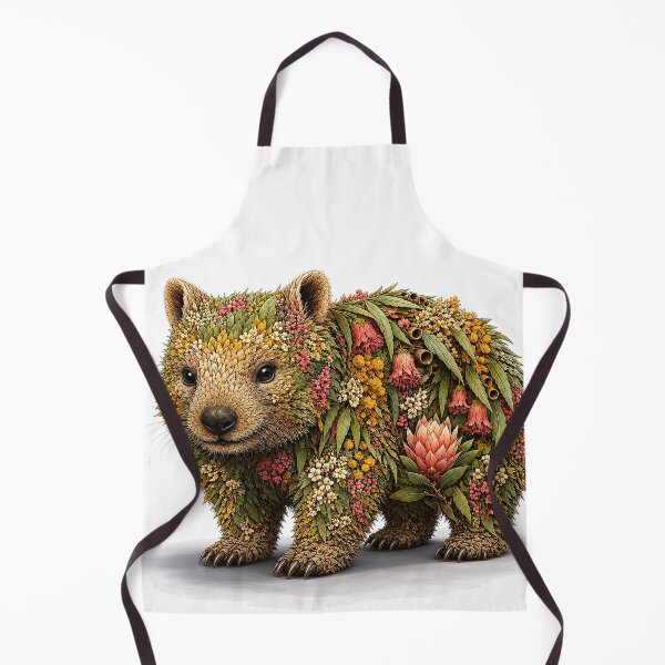 Item preview, Australian Wombat Botanical Floral Animal Art designed and sold by doodlesbydodo.
