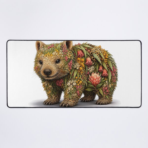 Item preview, Australian Wombat Botanical Floral Animal Art designed and sold by doodlesbydodo.