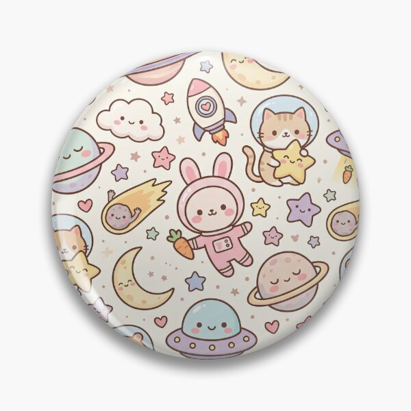 Item preview, Kawaii Space Pattern – Cute Pastel Astronaut Bunny Cat Planet Rocket Seamless Nursery Design designed and sold by SavinMercantile.