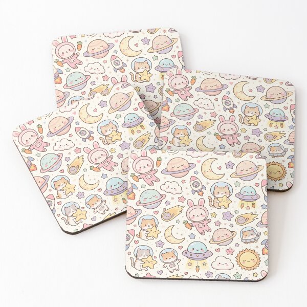 Item preview, Kawaii Space Pattern – Cute Pastel Astronaut Bunny Cat Planet Rocket Seamless Nursery Design designed and sold by SavinMercantile.
