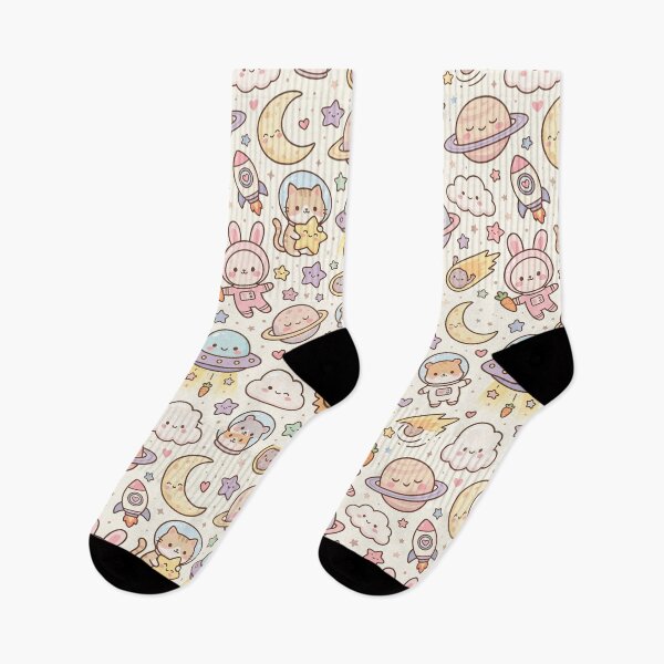 Item preview, Kawaii Space Pattern – Cute Pastel Astronaut Bunny Cat Planet Rocket Seamless Nursery Design designed and sold by SavinMercantile.