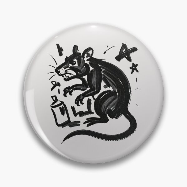 Item preview, A black ink brush gestural drawing of an anthropomorphic rat in aggressive stance designed and sold by 123ks.