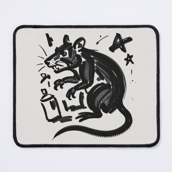 Item preview, A black ink brush gestural drawing of an anthropomorphic rat in aggressive stance designed and sold by 123ks.