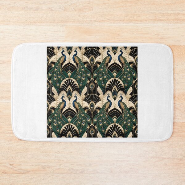 Item preview, 1920s Art Deco Peacock Scarf Print designed and sold by PureVintageLove.