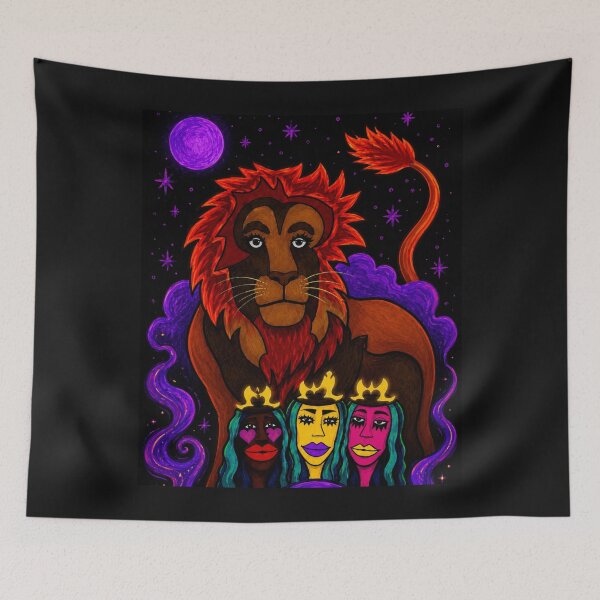 Item preview, Psychedelic Lion and Moon Sisters designed and sold by ZunZunArt.