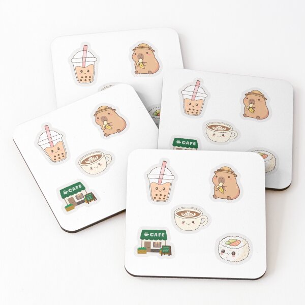 Item preview, CUTE KAWAII CAPYBARA  CAFE STICKERS PACK designed and sold by KAWAII STUDIO NB.