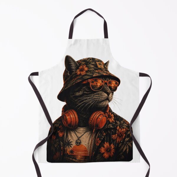 Item preview, Cool DJ Cat Summer Vibes | Synthwave Aesthetic Beach Cat designed and sold by BlackCat Vibe.