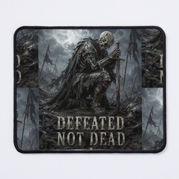 Artikelvorschau, Besiegter, aber nicht toter Skelettritter im Gothic-Design | Motivierende Kunst für einen düsteren Fantasy-Krieger entworfen und verkauft von Ecocrushstudio.