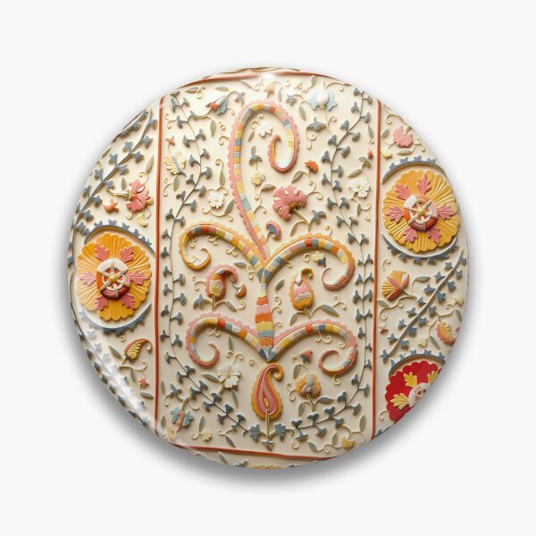 Item preview, Kermina Suzani Uzbekistan Floral Embroidery Print designed and sold by Vicky Brago-Mitchell®.