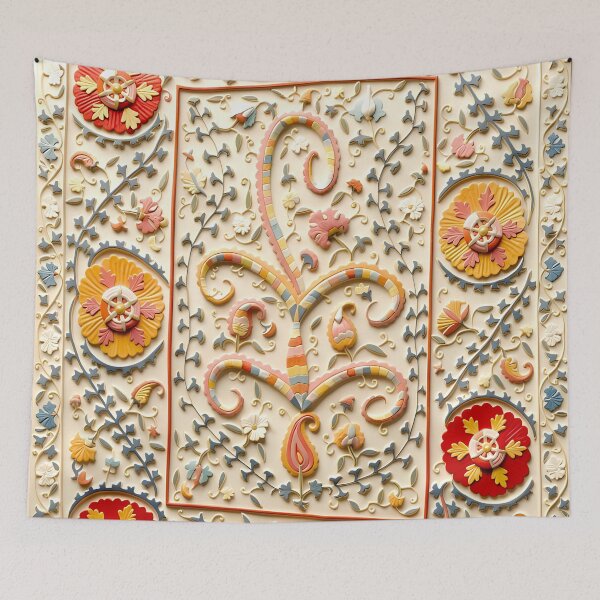 Item preview, Kermina Suzani Uzbekistan Floral Embroidery Print designed and sold by Vicky Brago-Mitchell®.