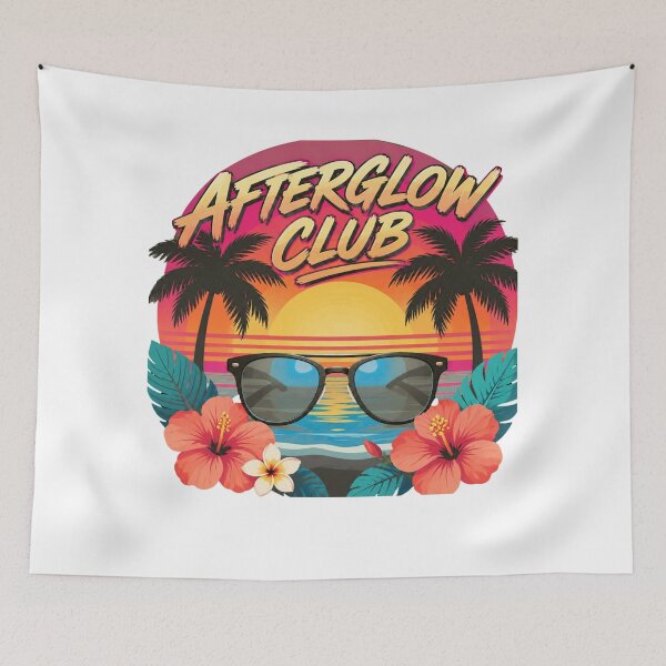 Item preview, Afterglow Club – Retro Tropical Sunset Summer Aesthetic T-Shirt designed and sold by bazstees54.